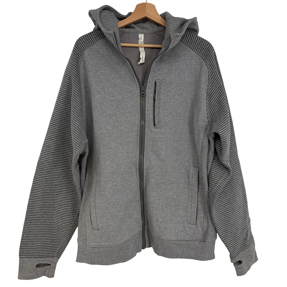 Lululemon Scuba Full Zip Hoodie Heathered Grey Mens XL CA 35801 RN 106259 Gym